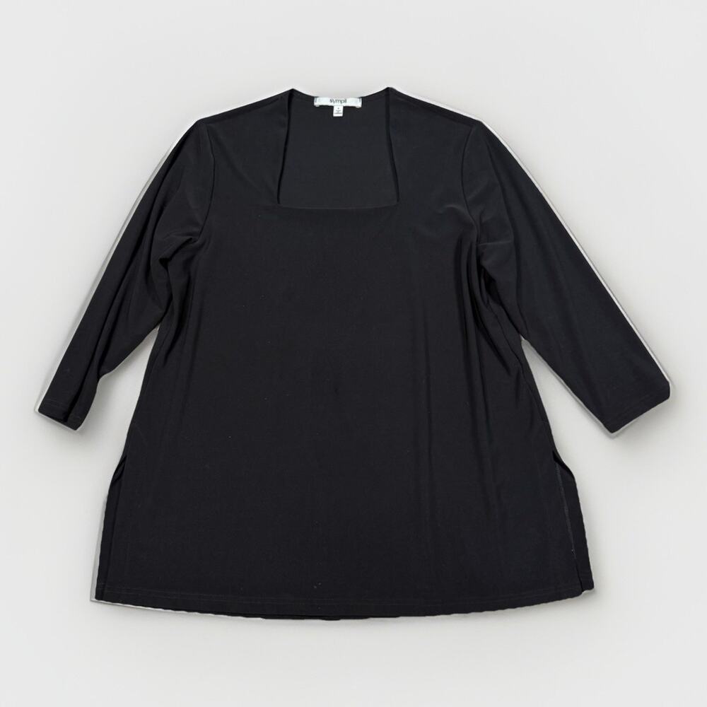 Sympli Women's Size 8 Black Square Neck 3/4 Sleeve Tunic Top Canada Minimalist - Picture 2 of 9